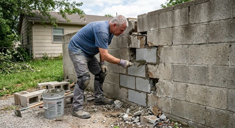 Cinder Block Wall Repair in Moneta, VA