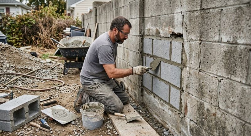 Cinder Block Wall Repair in Moneta, VA