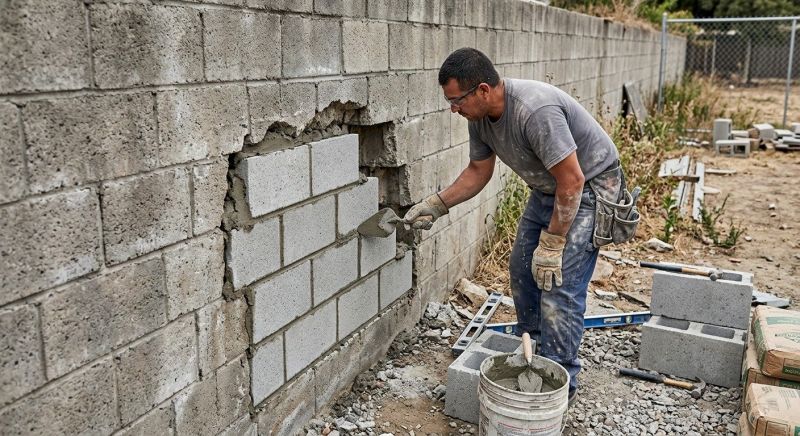 Cinder Block Wall Repair in New Castle, VA