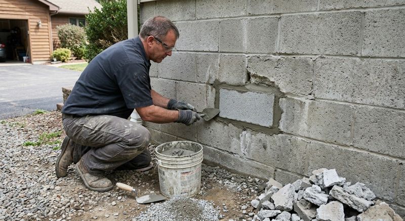 Cinder Block Wall Repair in Rocky Mount, VA