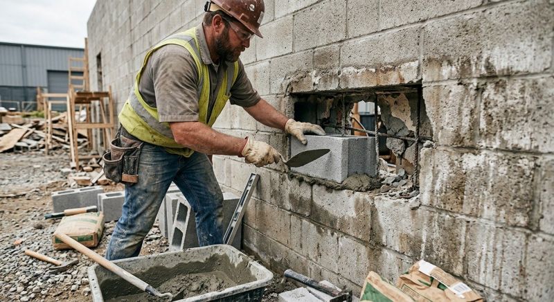 Cinder Block Wall Repair in Wirtz, VA